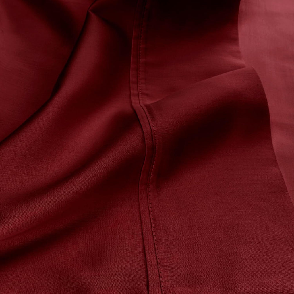 Superior Egyptian Cotton 530 Thread Count Bed Sheet Set, 1 Elastic Deep Pocket Fitted Sheet, 1 Flat Sheet, 1 Pillowcase, Soft Bedding, Luxury Sheets, Sateen Weave, Twin XL Size, Burgundy