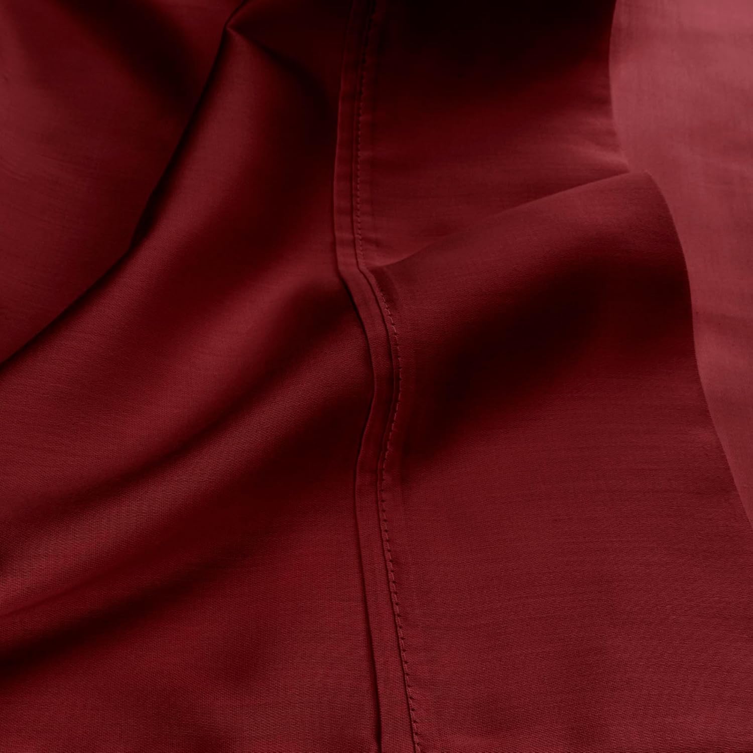 Superior Egyptian Cotton 530 Thread Count Bed Sheet Set, 1 Elastic Deep Pocket Fitted Sheet, 1 Flat Sheet, 1 Pillowcase, Soft Bedding, Luxury Sheets, Sateen Weave, Twin XL Size, Burgundy