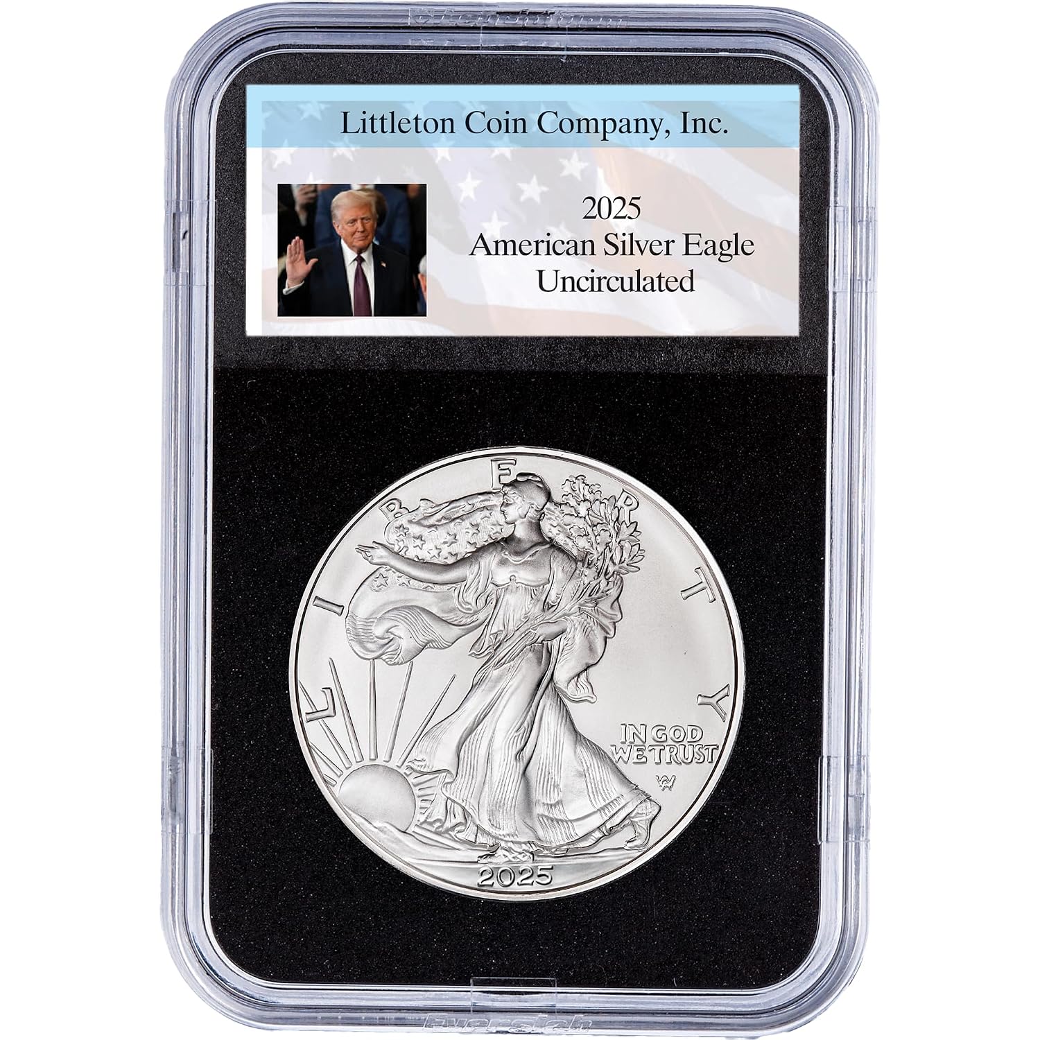 2025 American Silver Eagle with President Trump Lighthouse Holder