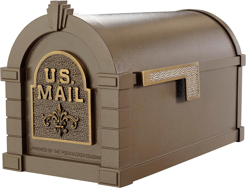 Gaines Keystone Series Mailbox - Bronze with Antique Bronze Fleur de Lis