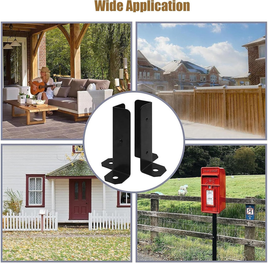 Adjustable 4x4 Concrete Post Anchor for Flexible Fence Holder - Metal Base Installat Kit, Fits 1.5' 2' 2.4' 4' Wooden Mailbox & Railing Posts