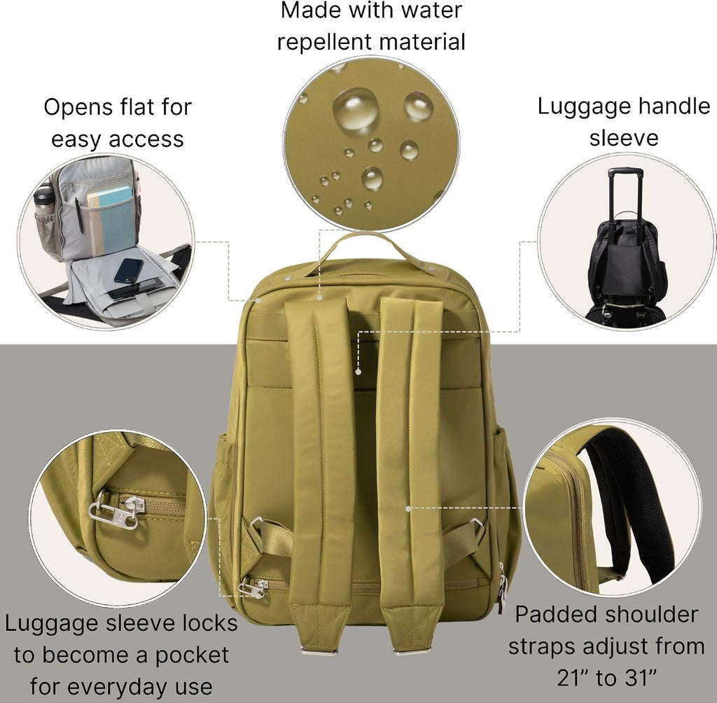 Baggallini Tribeca Expandable Laptop Backpack - 15'x11' Lightweight RFID Computer Bag for Work & Travel with Luggage Sleeve