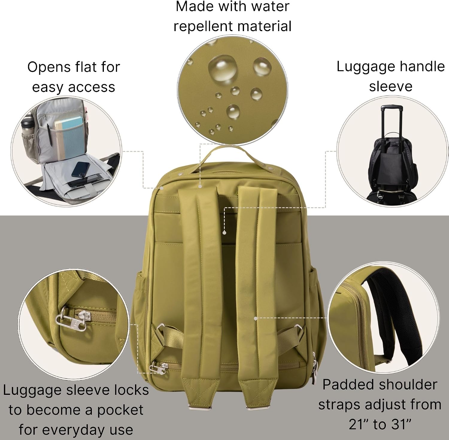 Baggallini Tribeca Expandable Laptop Backpack - 15'x11' Lightweight RFID Computer Bag for Work & Travel with Luggage Sleeve