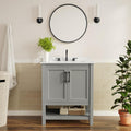 Flash Furniture Vega 30 Inch Bathroom Vanity with Sink Combo, Storage Cabinet with Soft Close Doors and Open Shelf, Carrara Marble Finish Countertop, Gray/White
