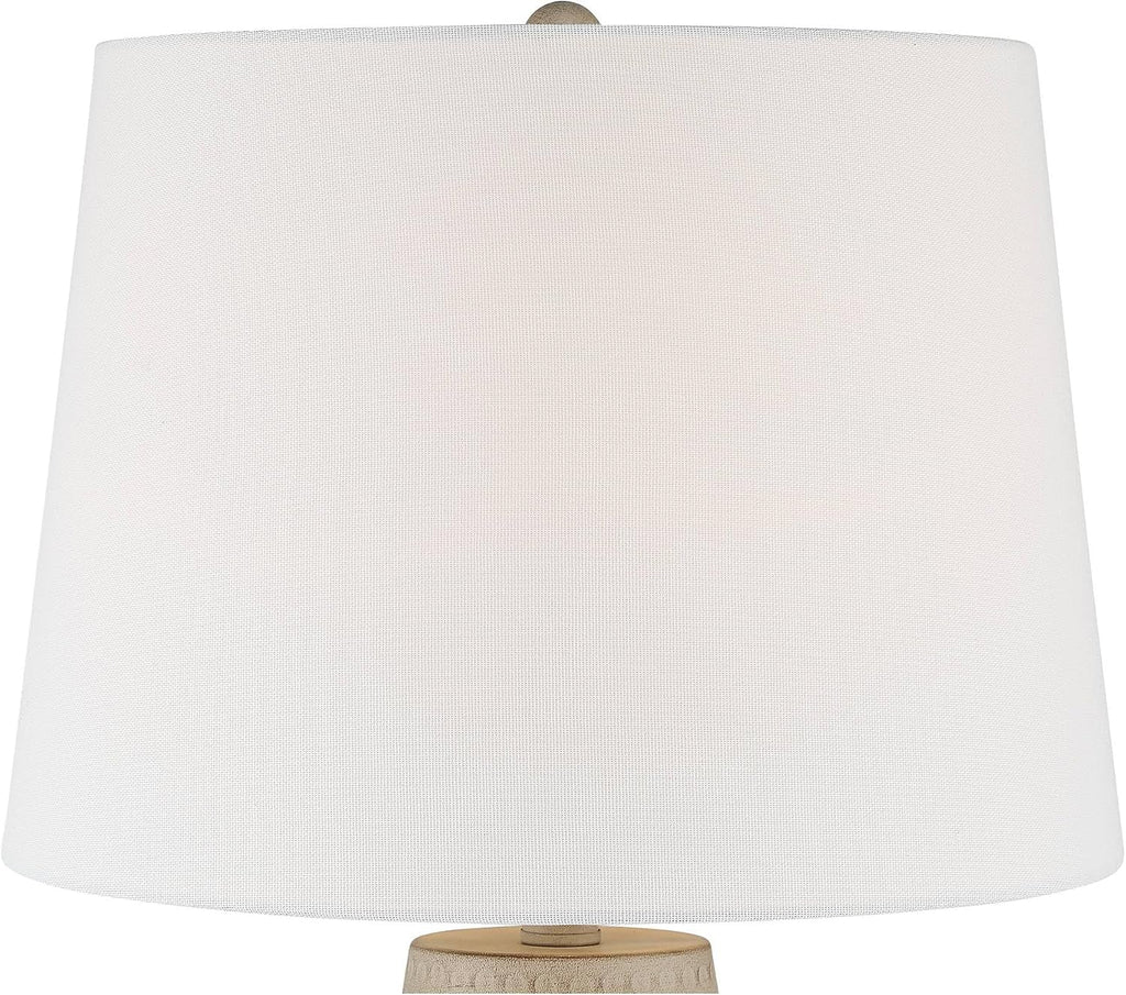 360 Lighting Rupert 24 3/4' High Vase Farmhouse Rustic Traditional Table Lamps Set of 2 Beige Hammered Metal Linen Off-White Shade Living Room Bedroom Bedside Nightstand House Office Home Reading