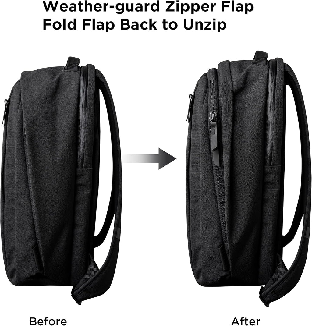 ALPAKA Metro Backpack Pro for Men 24L - Fits 16' Laptop Business Travel Backpack with YKK Zippers, MOD Key Leash & Luggage Pass-through, Durable Padded and Weatherproof Work Bag,Axoflux 600D (Black)