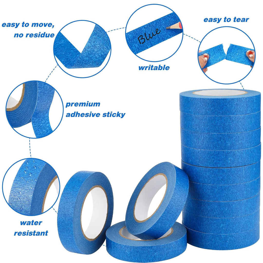 Fumete 72 Rolls Blue Painters Tape Bulk 1 Inch x 55 Yards Painters Masking Tape No Residue Wall Painting Tapes for Wall Painting Decoration DIY Supplies