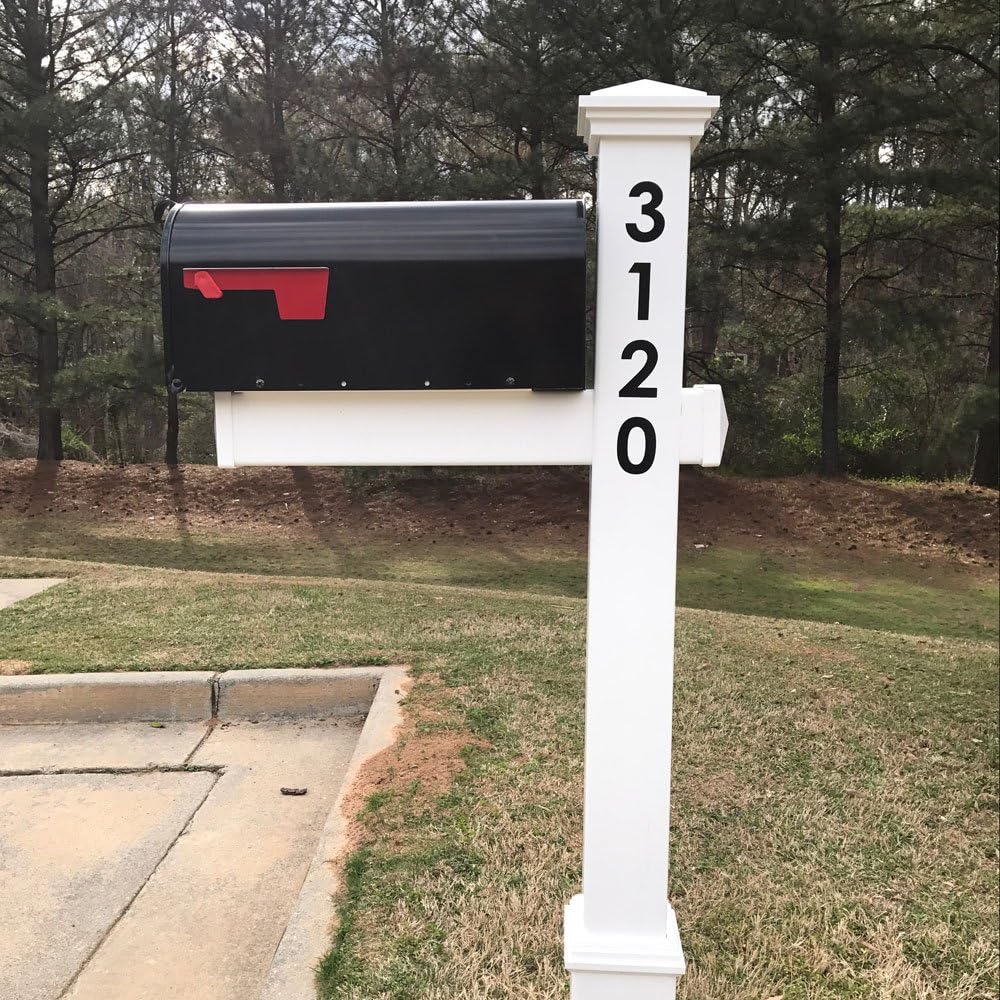 4Ever Products The Homestead Vinyl/PVC Mailbox Post (Includes Mailbox) - Parent (Black Numbers on Post)