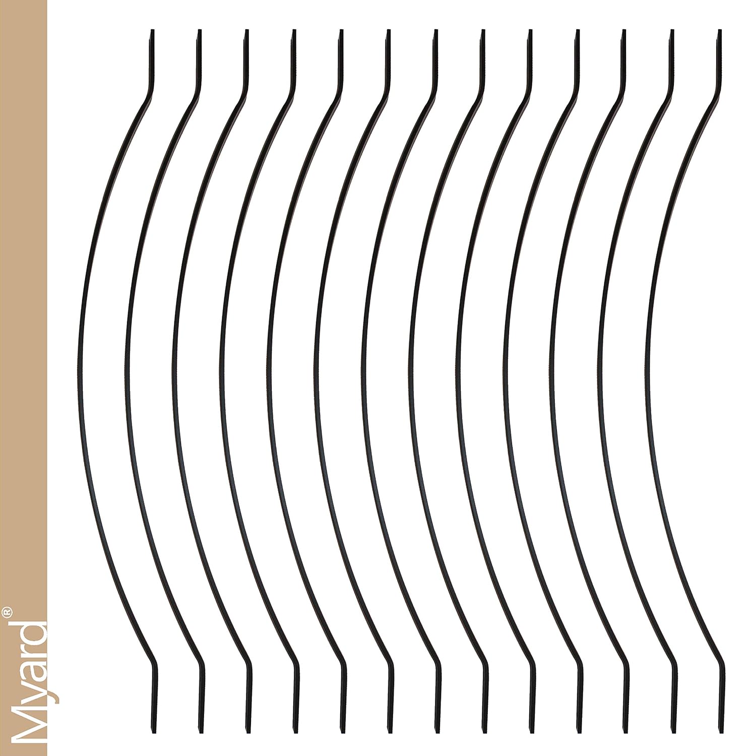 Myard 32-1/4 Inches Grooved Aluminum Deck Balusters Furniture with Screws for Facemount Railing Fencing, Arc Arch Style (50-Pack, Matte Black)