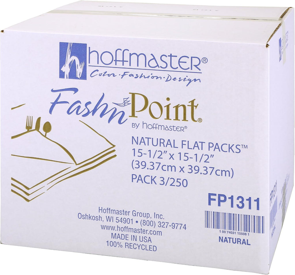 Hoffmaster FP1311 Fashnpoint Natural Flat Pack Dinner Napkin, 15.5' Length x 15.5' Width (Pack of 750)