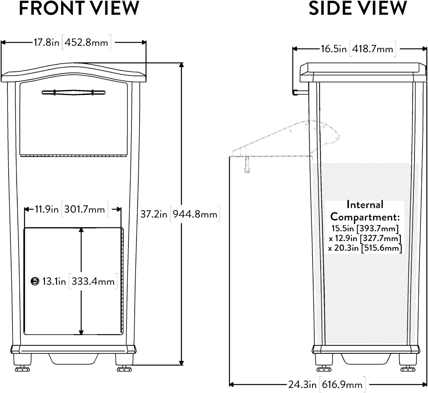 Architectural Mailboxes Elephantrunk® Package Delivery Box for Outside, Extra Large Lockable with Hopper Door, Heavy Duty Aluminum, Anti-Theft Baffle Porch Pirate Protection, Rubbed Bronze