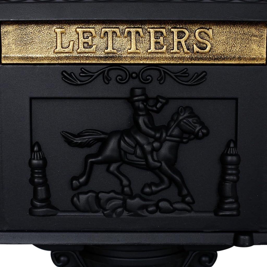 Mailboxes for Outside with Post,Mailbox Cast Aluminum Mail Box Postal Box Security Heavy Duty New (Aluminium+Black)