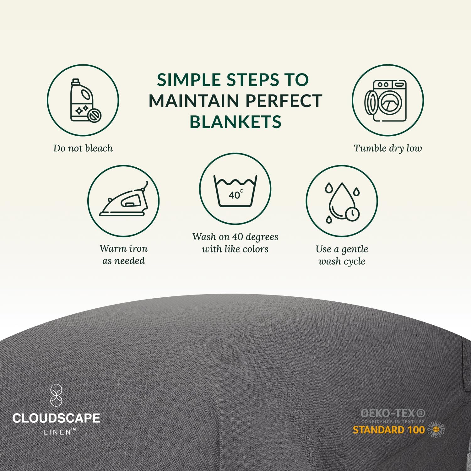 CLOUDSCAPE 100% Cotton King Size Blanket, Soft Herringbone Weave, 92'x108', Fits Upto Cal King, Breathable Lightweight Summer King Cotton Blanket for Adults, All Season Blankets - Sharkskin