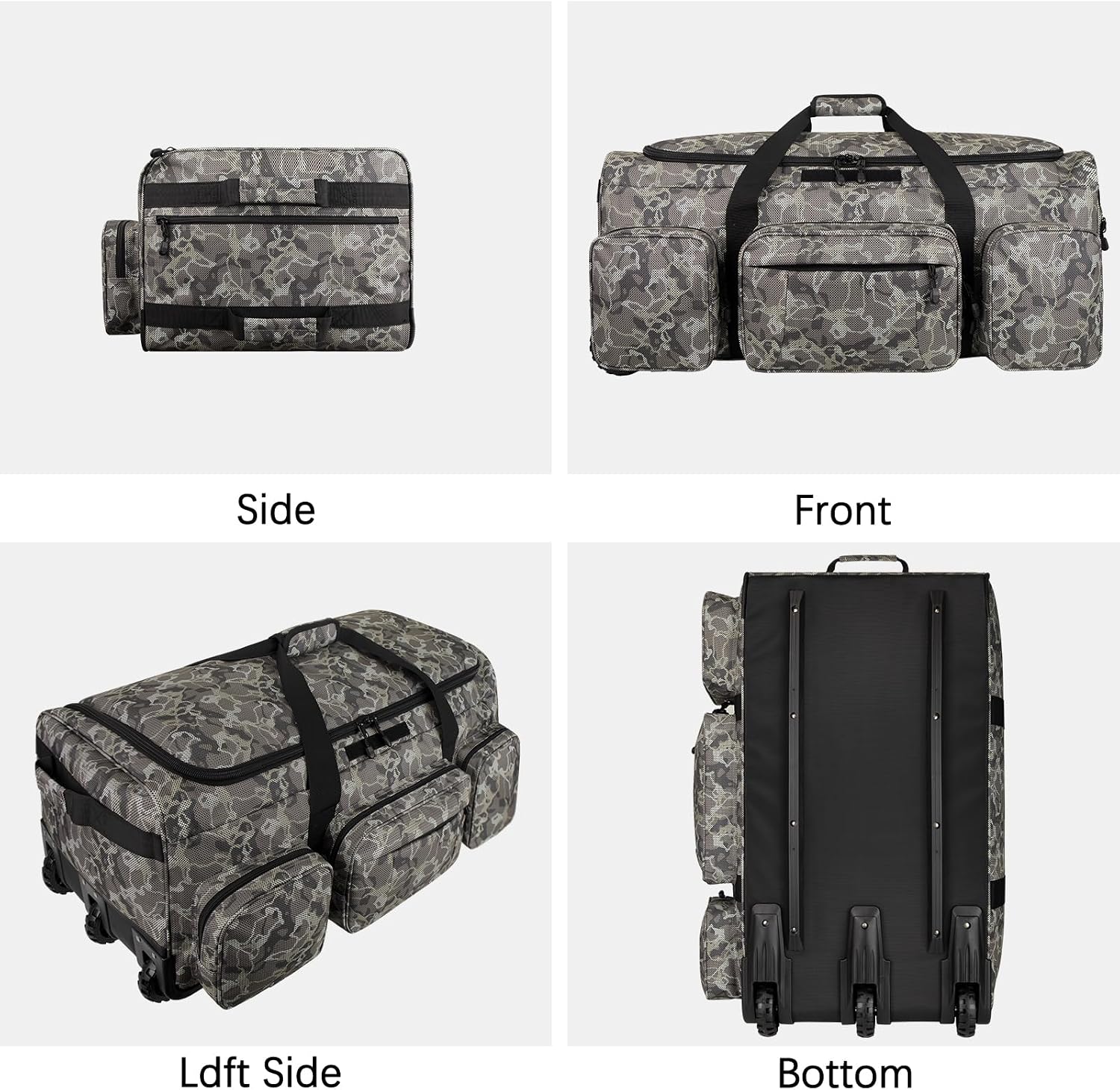 120L 3 Wheel Tactical Rolling Duffle Bag, Heavy Duty Military Deployment Luggage, 900D Waterproof Duffel for Camping Travel Outdoor Sports
