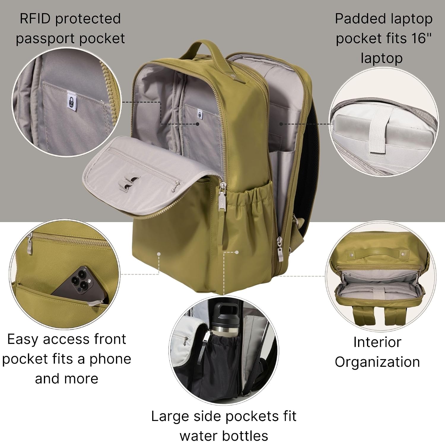 Baggallini Tribeca Expandable Laptop Backpack - 15'x11' Lightweight RFID Computer Bag for Work & Travel with Luggage Sleeve
