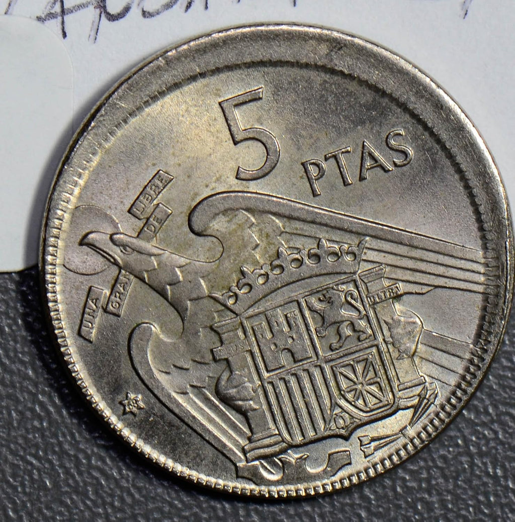 Collectible Coin S0180 Spain 1957 (68) 5 Pesetas off center error rare