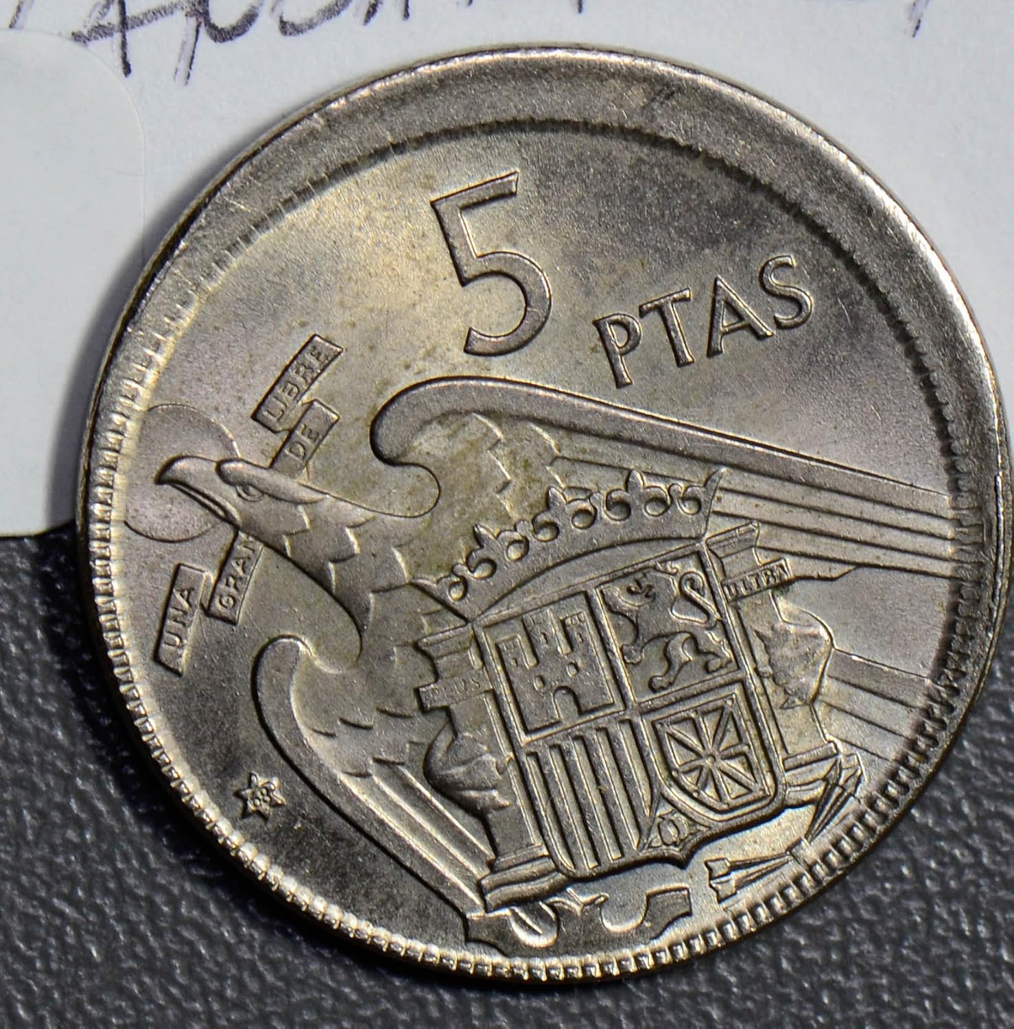 Collectible Coin S0180 Spain 1957 (68) 5 Pesetas off center error rare