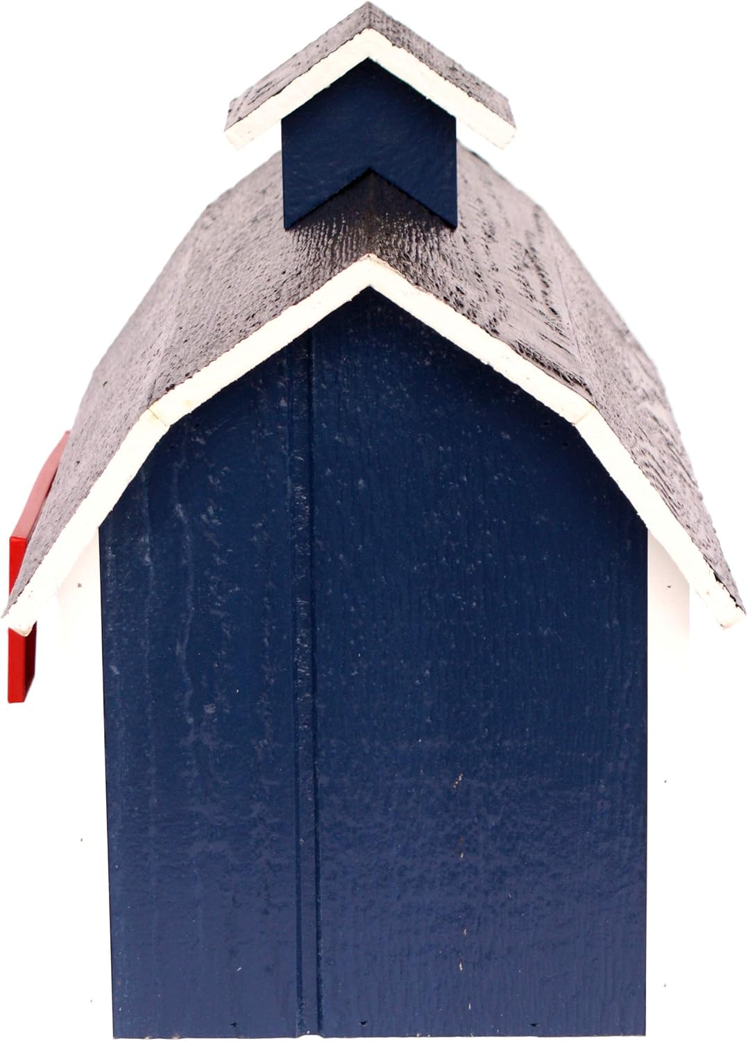 Deluxe Wooden Mailbox, Dutch Barn Style (Navy Blue with White Trim)