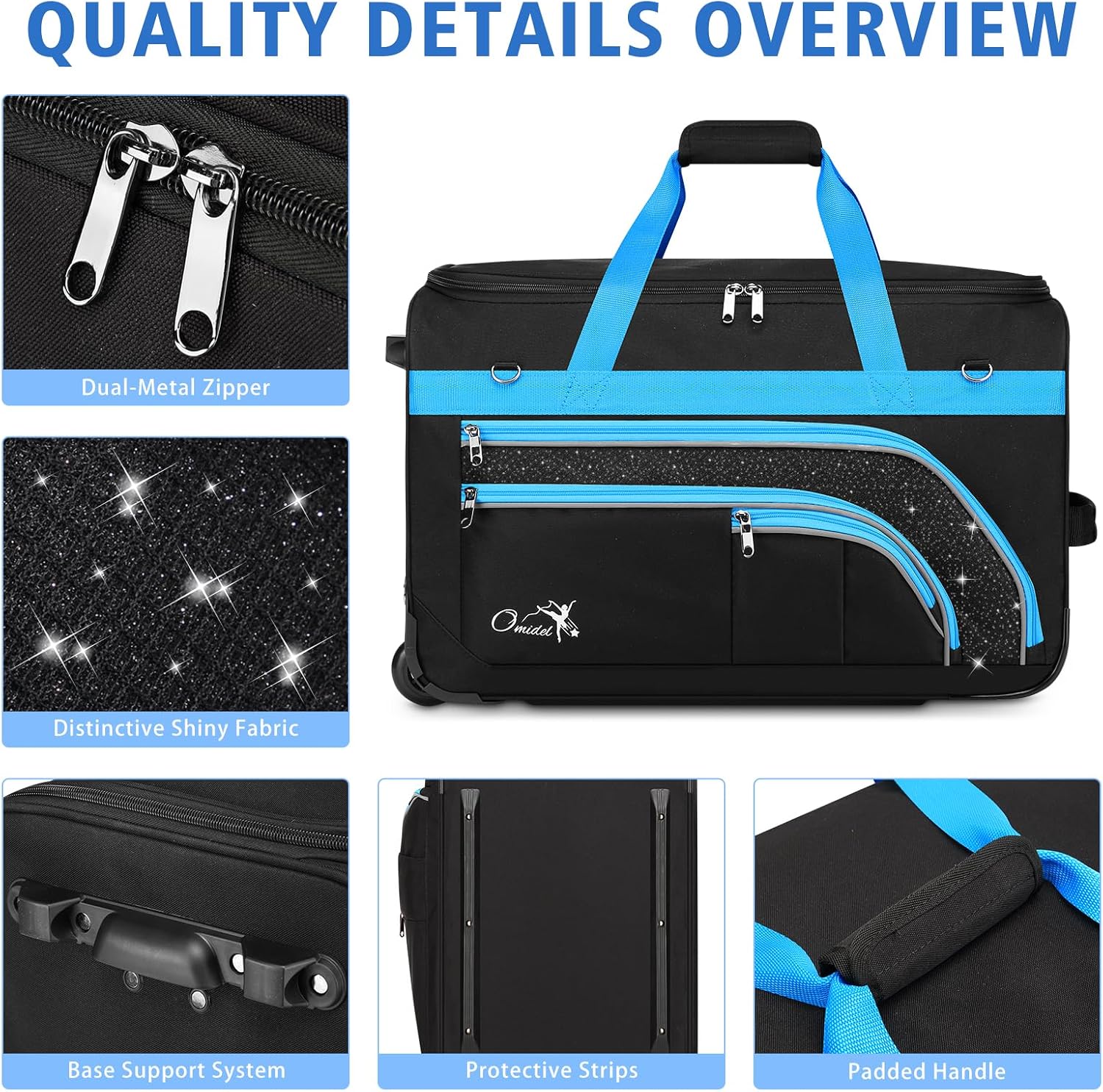 Dance Bag with Garment Rack, 28' Rolling Dance Suitcase Competition Duffle Bag with Garment Rack & Wheels | Versatile Compartments, Upgraded Stable System for Dance Shows, Travel, Cheer, Recital