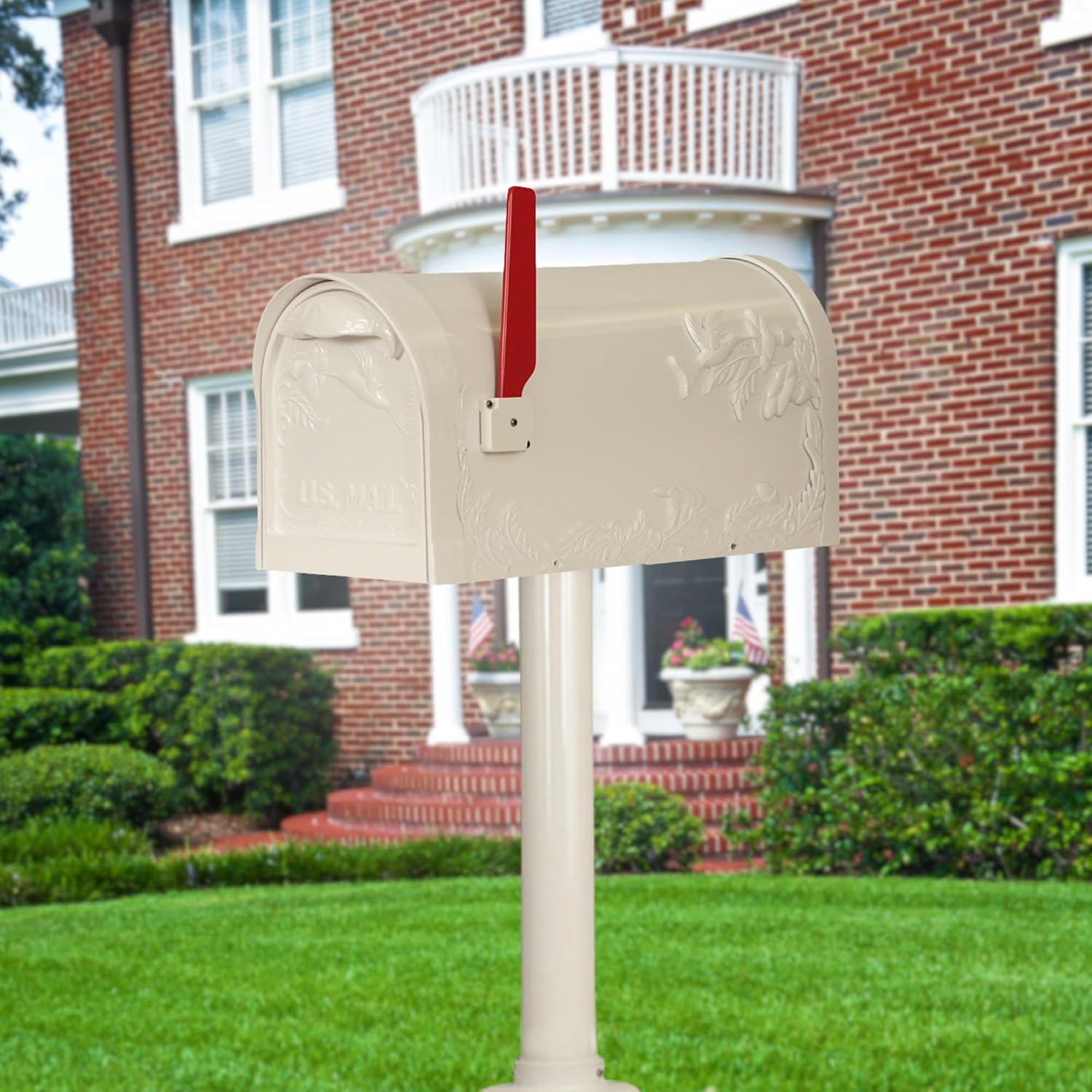 Special Lite Hummingbird Curbside Mailbox - White Aluminum Mailbox for Post Mount - SCB-1005-WH