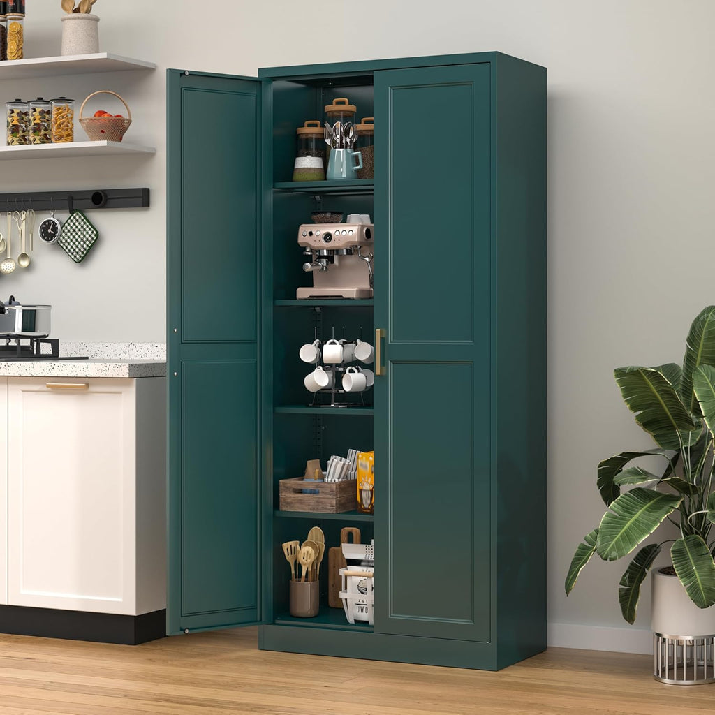 71' Metal Tall Kitchen Pantry Cabinet,Storage Cabinet with Doors and Adjustable Shelves,Modern Kitchen Hutch Cabinet,Freestanding Cupboard for Dining Living Room