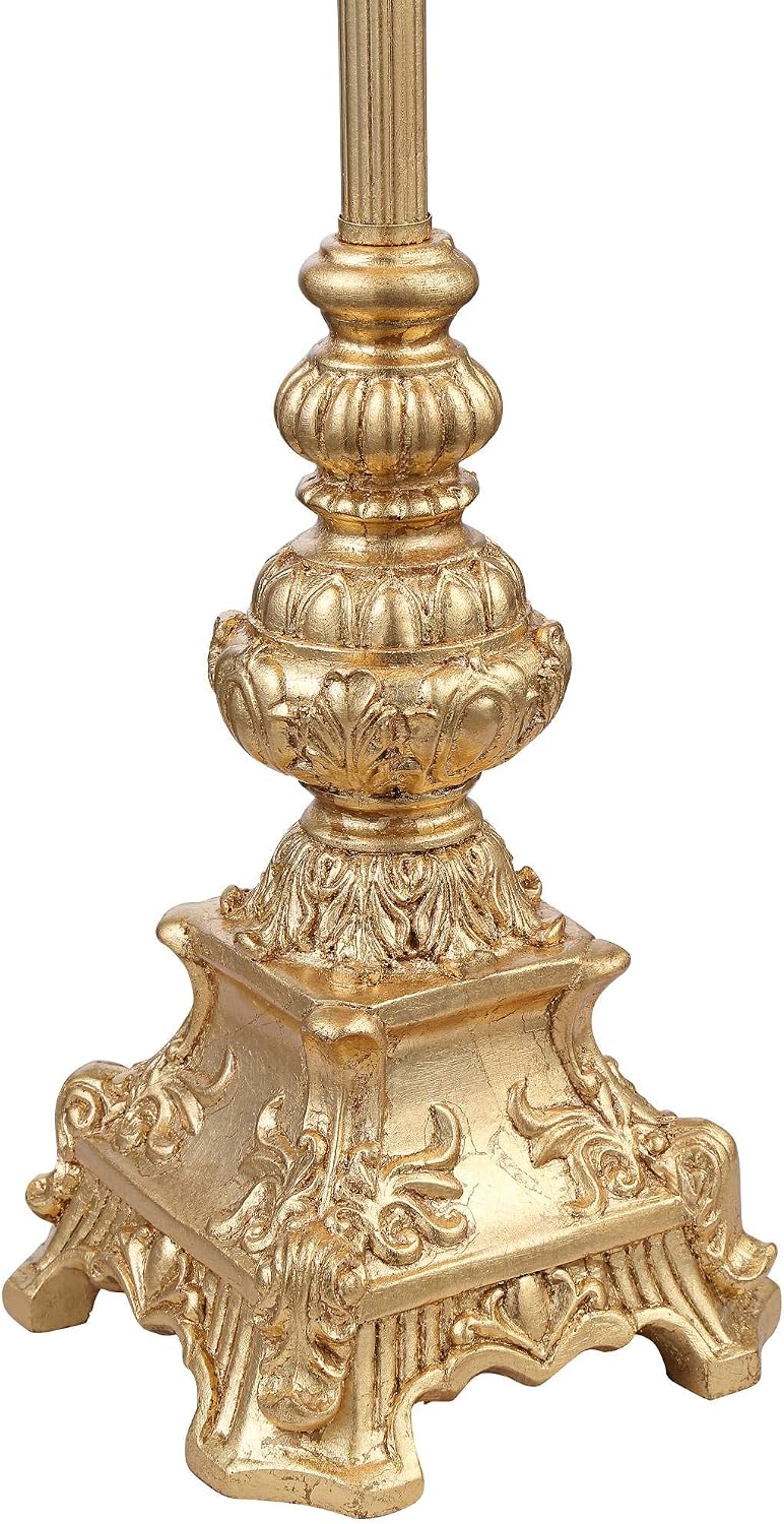 Regency Hill Juliette Traditional French Country Buffet Table Lamps 36.5' Tall Skinny Set of 2 Glam Luxury Style Gold Candlestick Black Fabric Bell Shade for Living Room House Home Entryway