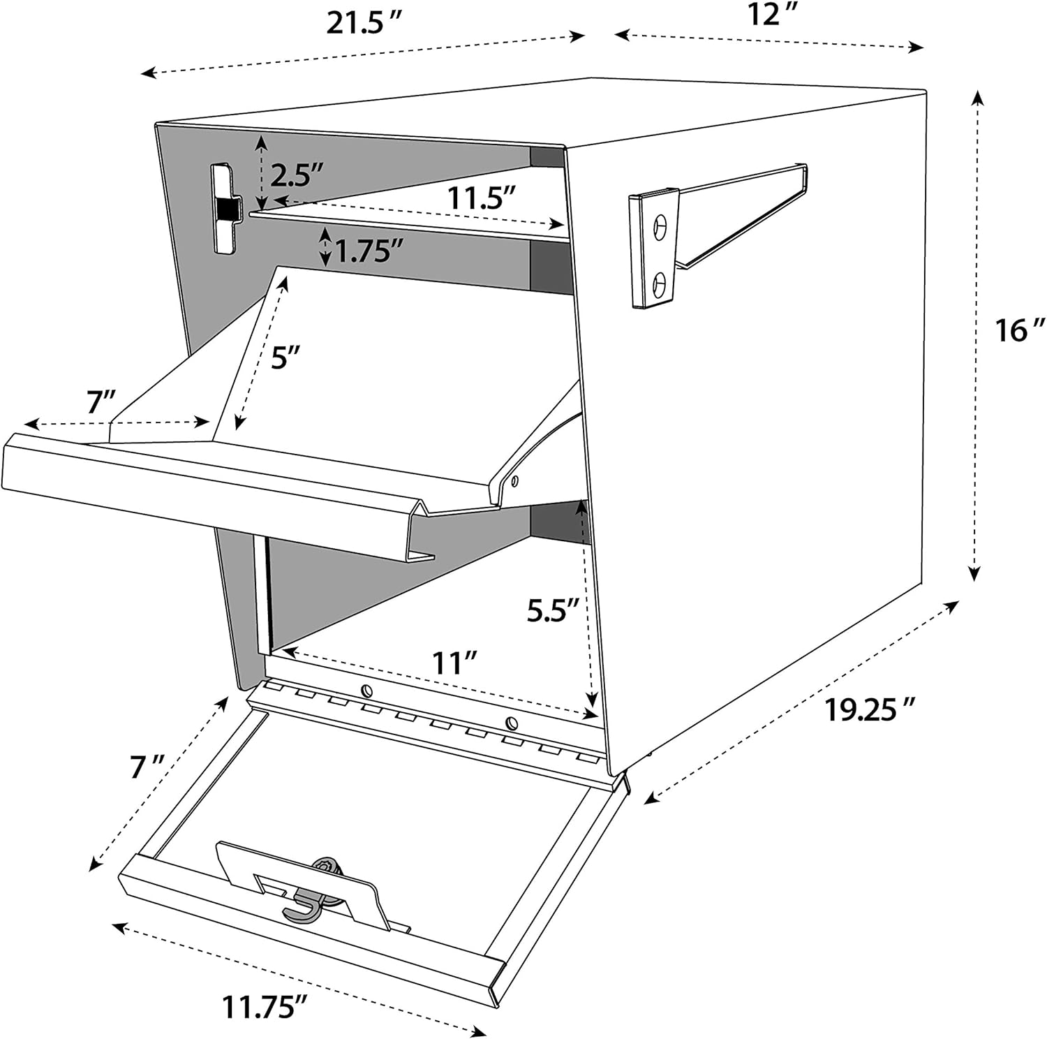 Mail Boss 7205 Package Master Curbside Locking Security Mailbox | Granite 21.5 x 12 x 16.5 inches