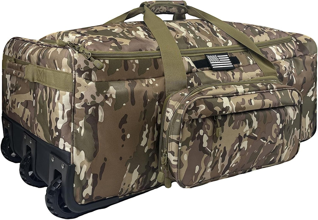 WOLT 120L Rolling Duffle Bag with Wheels, Large Deployment Military Bag, Wheeled Heavy Duty Luggage for Travel, Camping