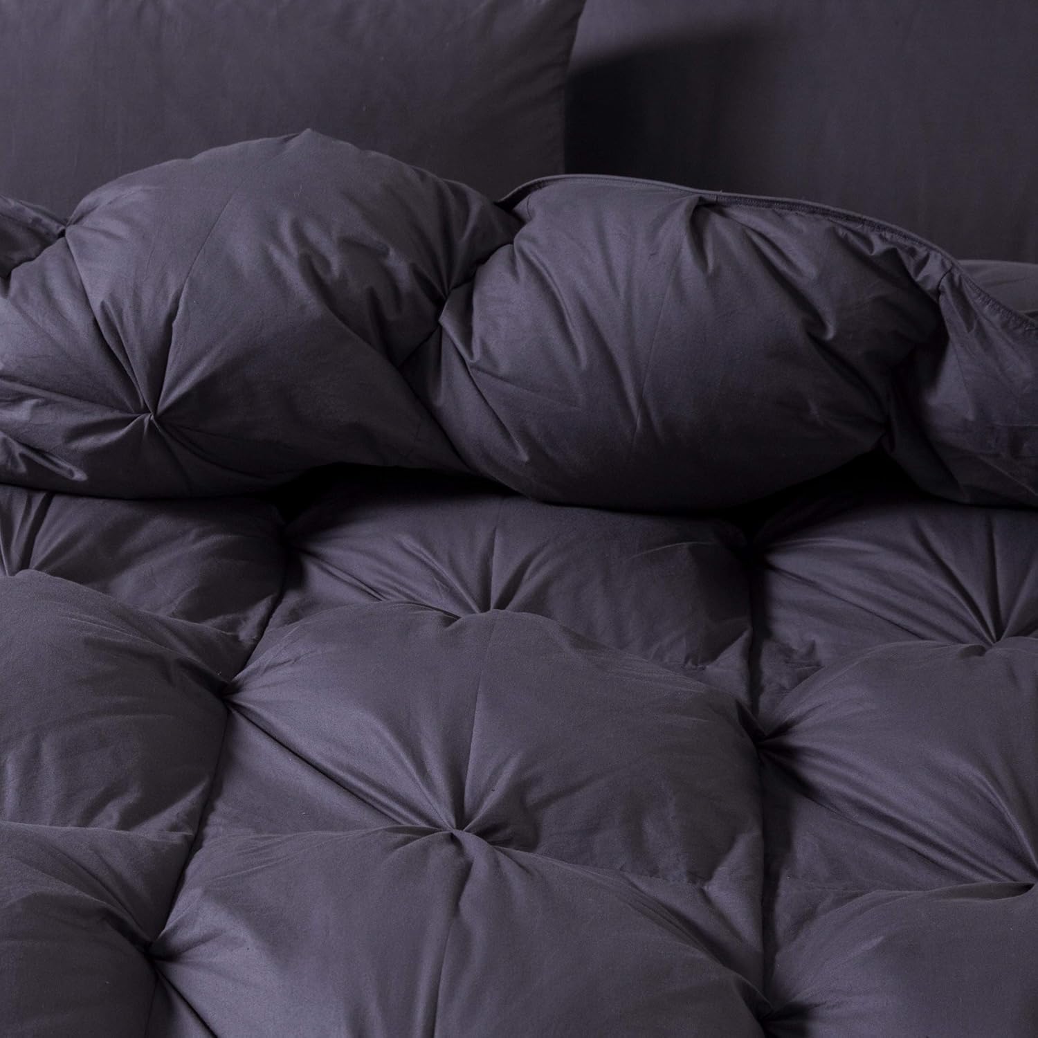 All-Season Luxurious Goose Down Comforter King Size Duvet Insert, Premium Pinch Pleat Design, 1200 Thread Count 100% Egyptian Cotton, 750+ Fill Power, 80 oz. Fill Weight (King, Gray)
