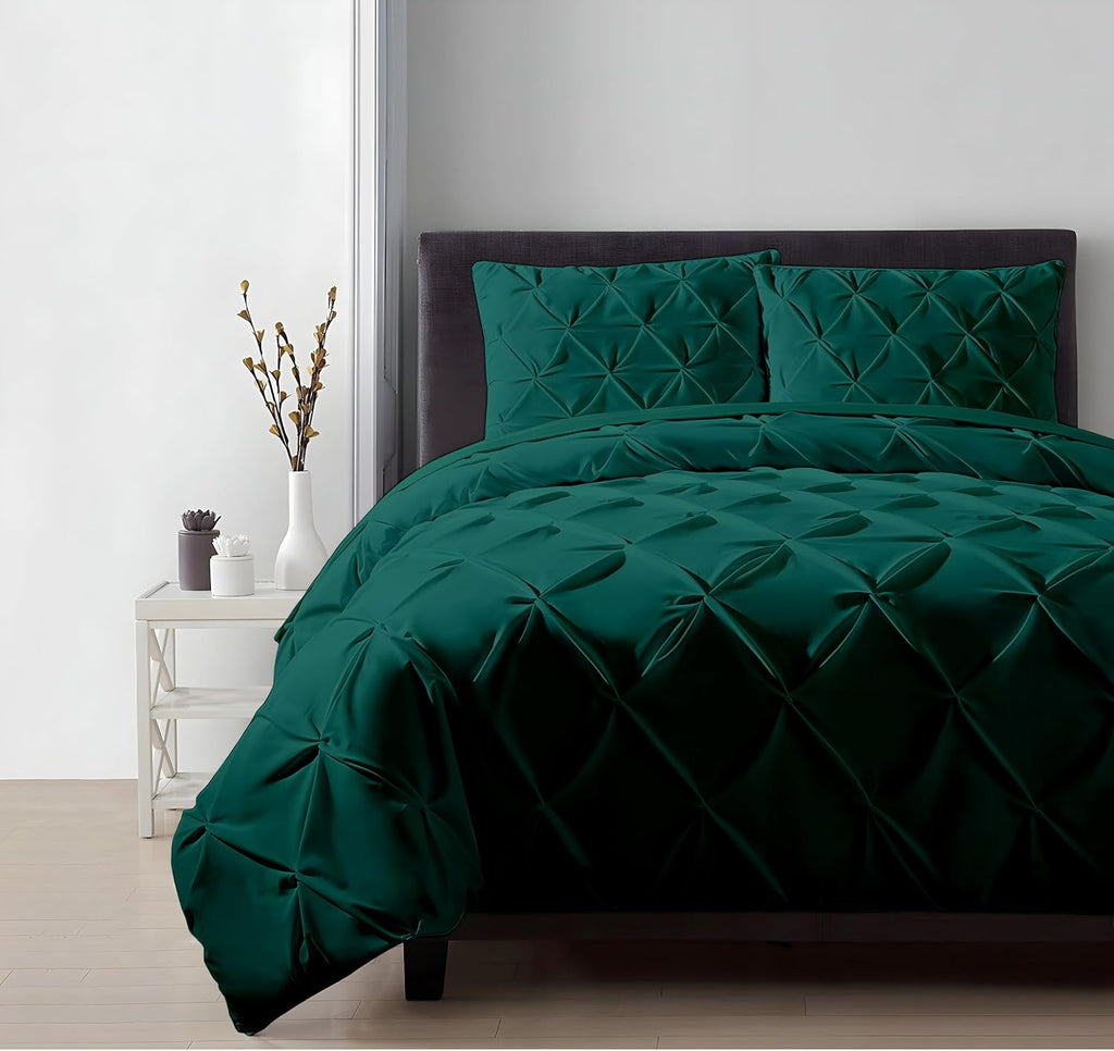 Pinch Duvet Cover Set California King Size 1 Duvet Cover with 2 Pillow Shams 3-Pc Comforter Cover with Zipper Closure & Corner Tie 100% Egyptian Cotton Cover (104x98 Inch, Teal)