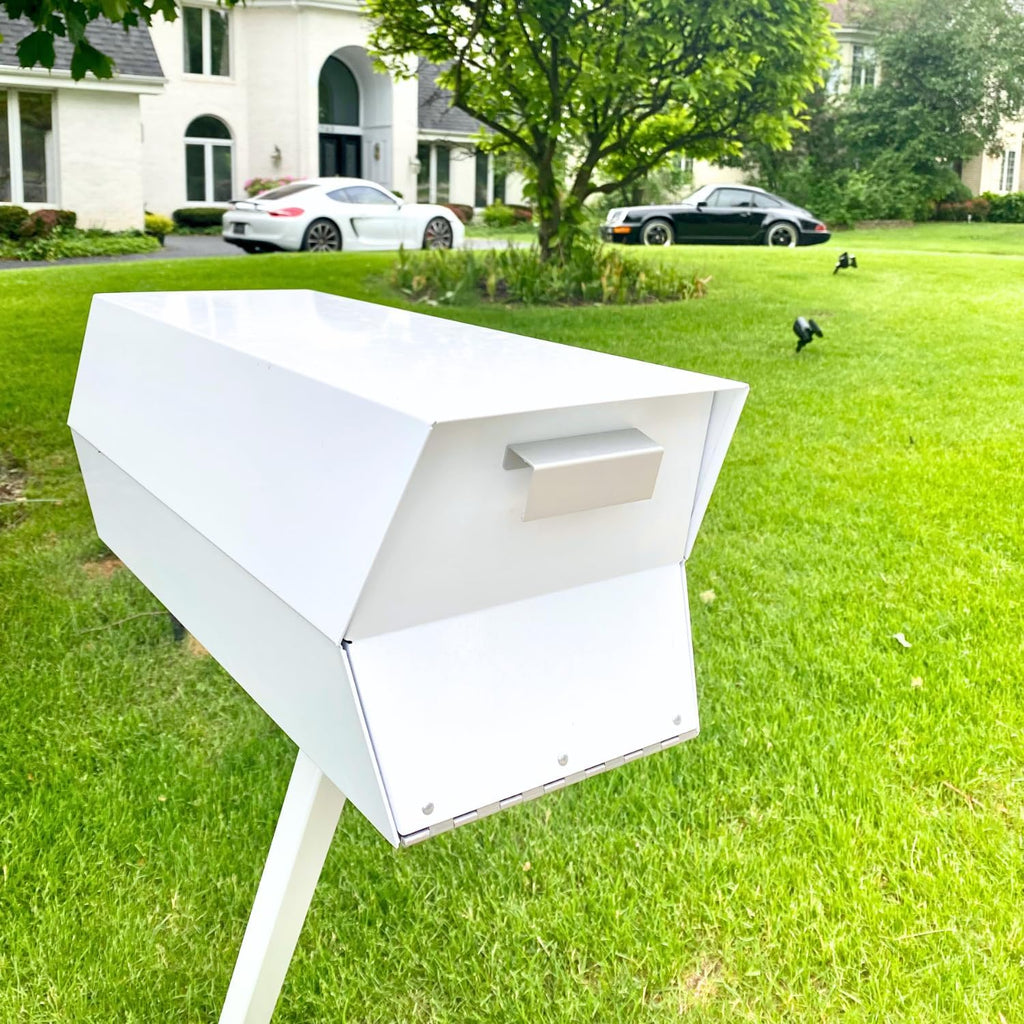 modbox USA Mid-Century Modern Curbside Mailbox | Solid Color (White)