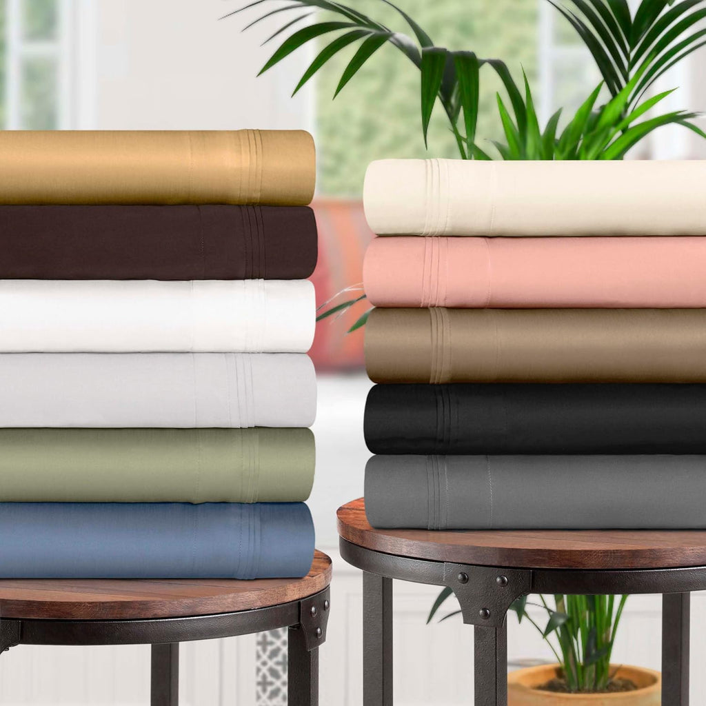 Superior Egyptian Cotton 4 Piece Sheet Set, Luxury 1500 Thread Count, Eco-Friendly, Sustainable Sheets, Ultra-Soft Basics, Solid, Deep Pocket Fitted Sheet, Flat Sheet, Pillowcases, Full, White
