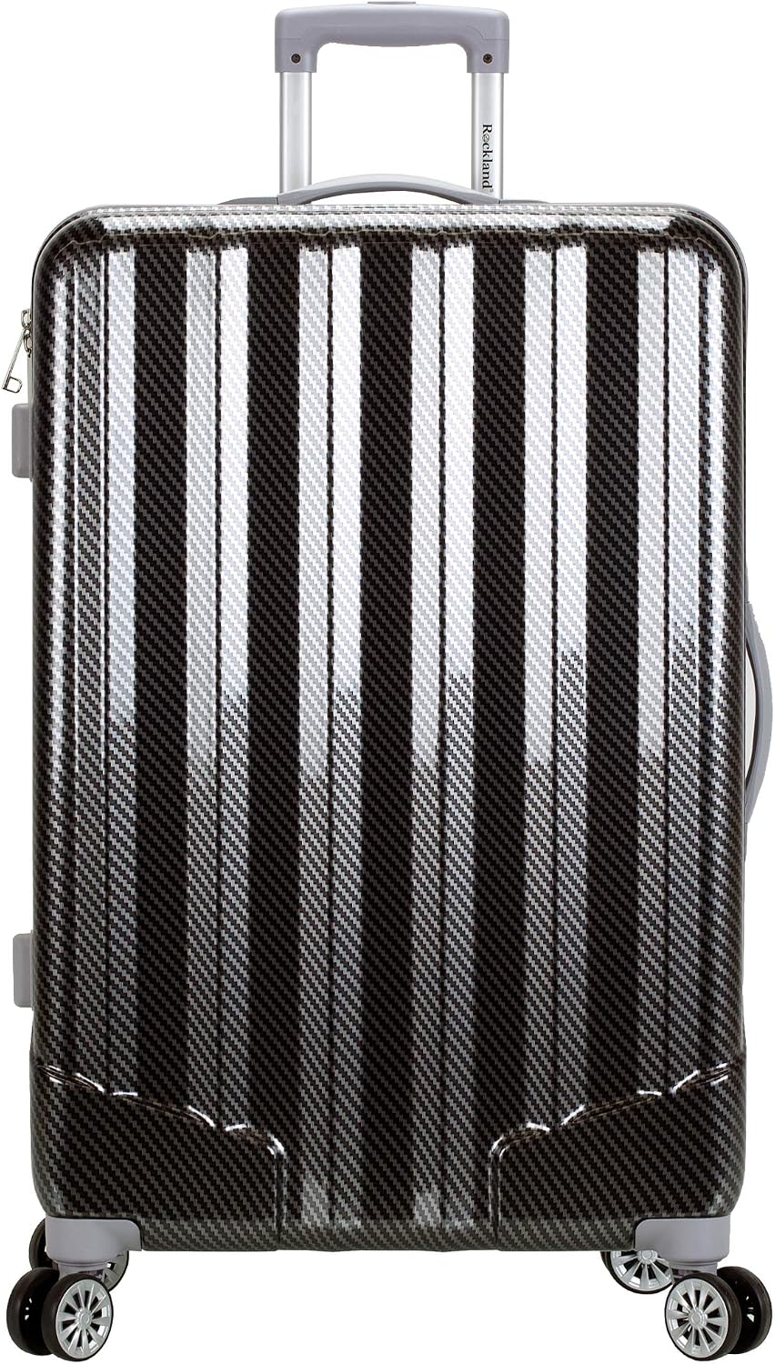 Rockland Barcelona Hardside 10-Piece Travel Gear Luggage Set, Black (22'/24'/28' Uprights, Luggage Cover, and Packing Cubes)