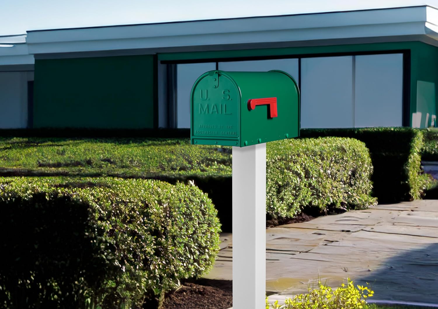 Janzer Post with Mailbox (Bronze Post with Green Mailbox)