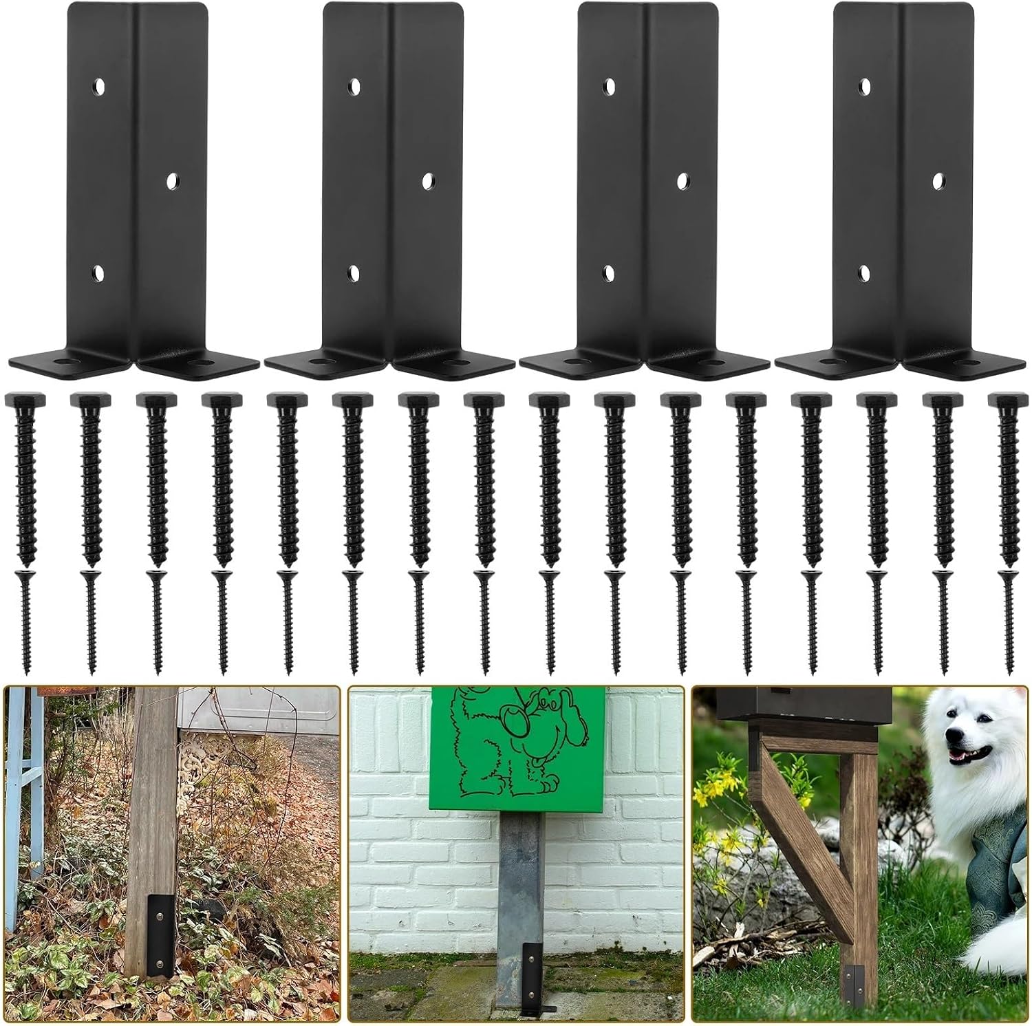1 Set Mailbox Protector Firm Iron Deck Railing Brackets Post Railing Bracket Fence Wooden Mailbox Posts