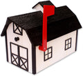 AmishToyBox Deluxe Wooden Mailbox, Dutch Barn Style with Rustic Cupola (White with Black Trim), Amish-Made
