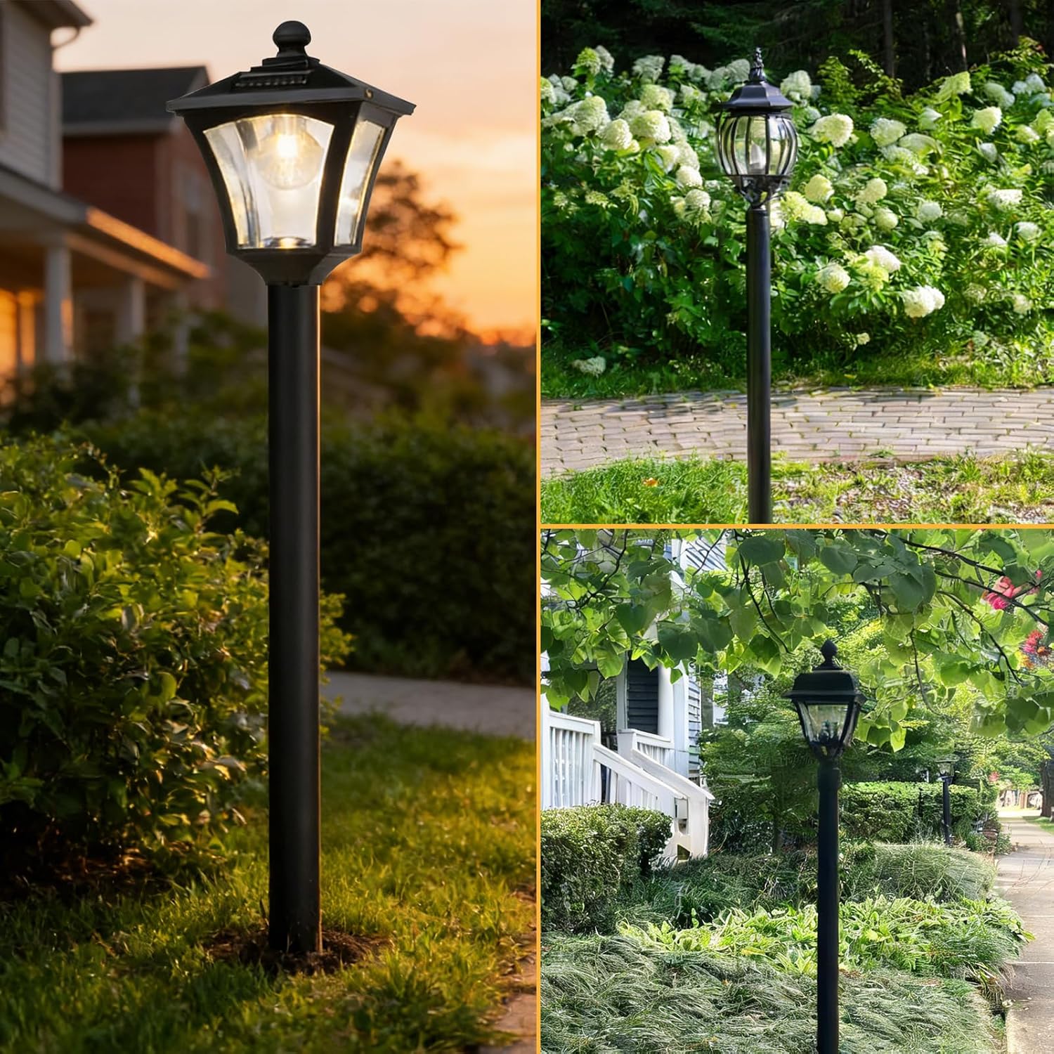 3' x 90' Black Steel Modern Outdoor Light Post Pole - Direct Burial Die-Cast Metal Lamp Post for Exterior House, Porch, Patio, Driveway, Garden, Walkway, Deck, Lawn, Terrace, Courtyard & Garage