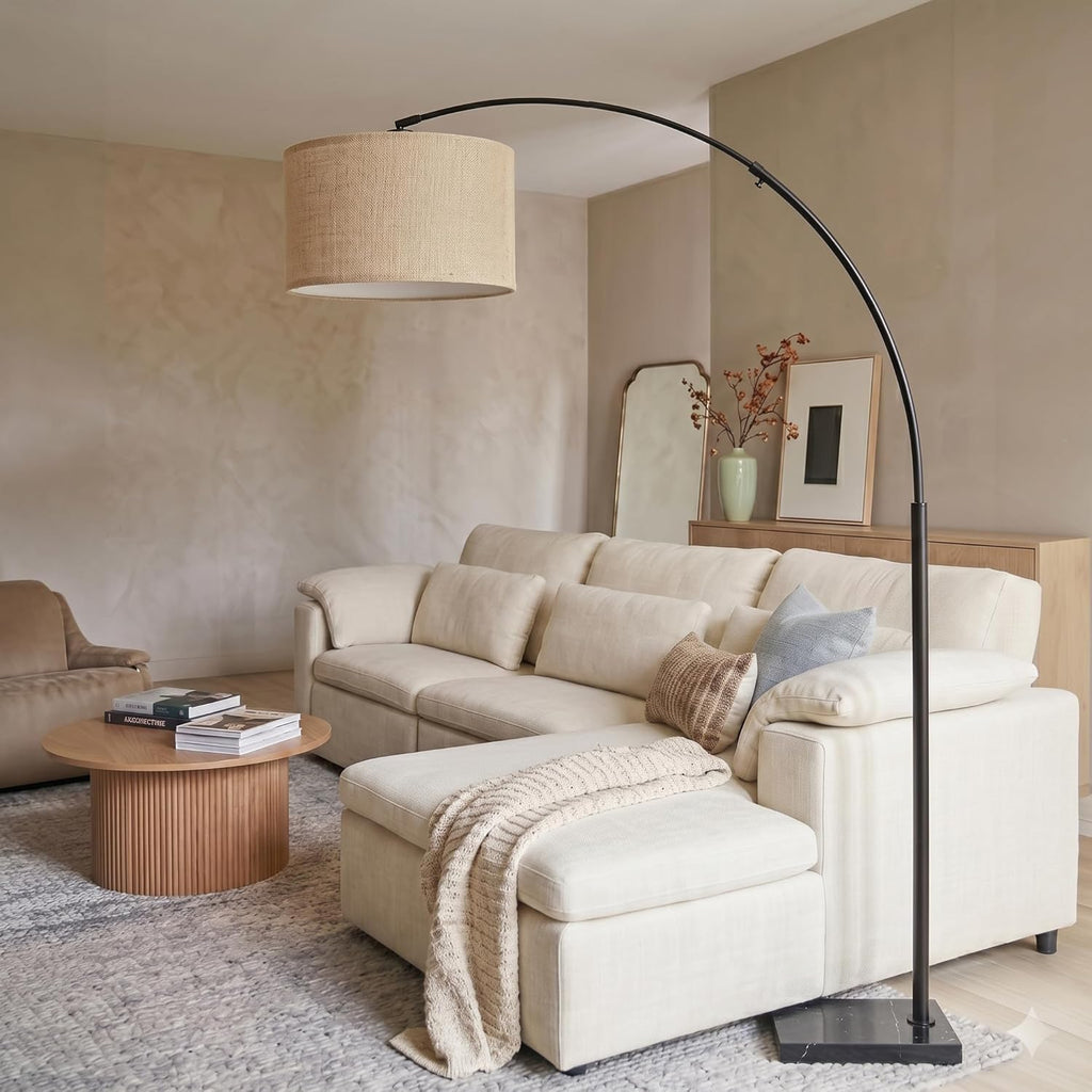 Brightech Logan Arc Floor Lamp, Bright Standing Lamp for Living Rooms, Offices & Bedrooms, Modern Living Room Décor, Tall Hanging Floor Lamp for Reading and More – Black