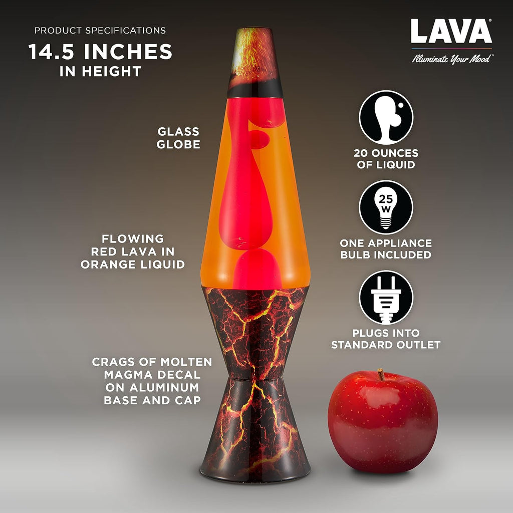 Lava The Original Lamp - 14.5' Volcanic Crags - Classic Liquid Motion Lamp - Red Wax and Orange Liquid - #2078 (Amazon Exclusive),(Pack of 4)