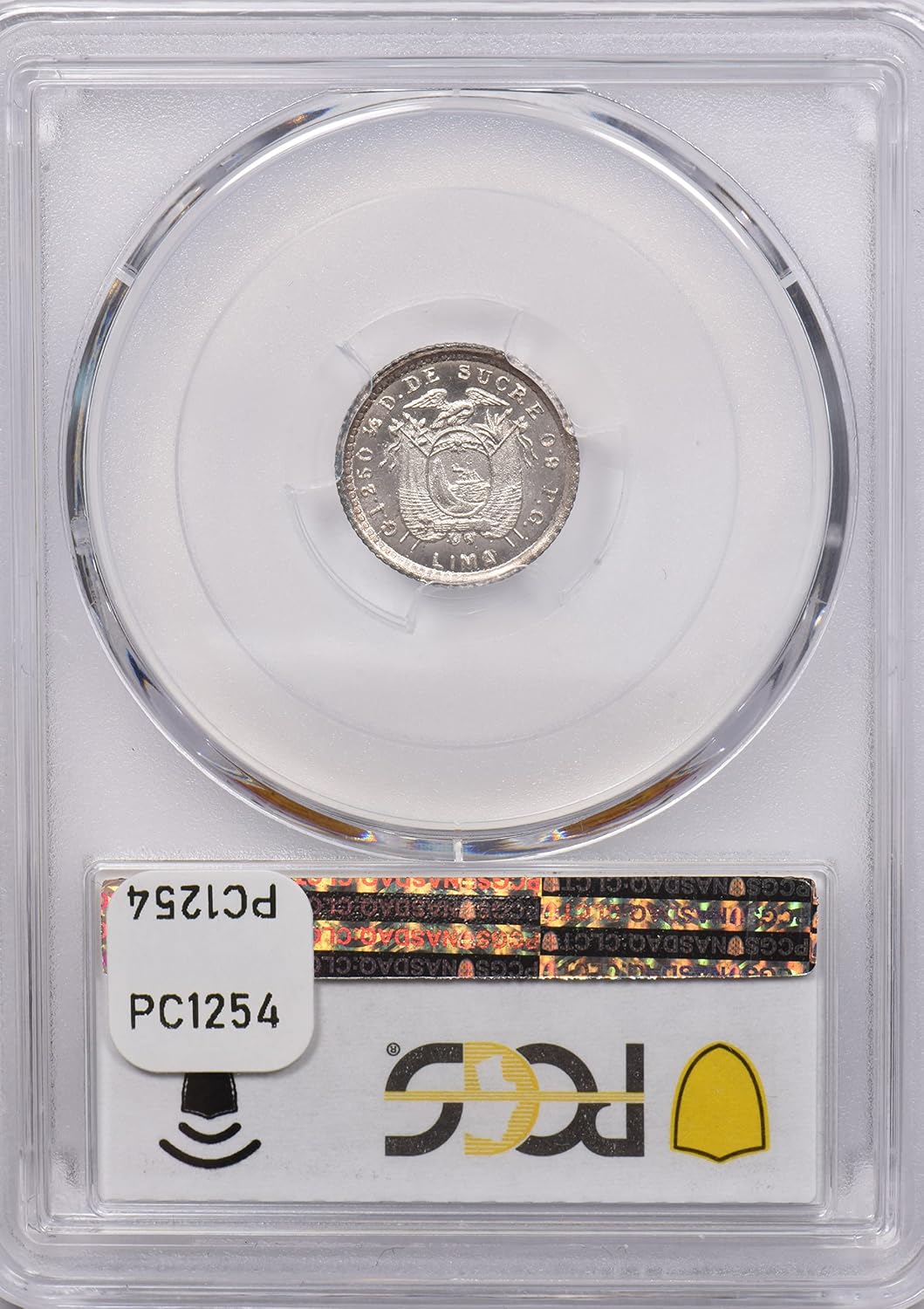 Collectible Coin Ecuador 1912 L FG 1/2 Decimo Eagle animal PCGS MS 65 rare condition Lima PC1254