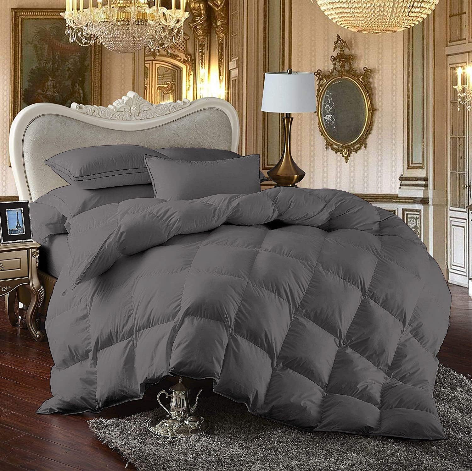7 Piece Bed-in-A-Bag Comforter & Sheet Set 8-10' Deep Pocket, 100% Egyptian Cotton Twin Size, Dark Grey, Sets Include - 1Comforter, 1Flat Sheet,1Fitted Sheet, 2Pillowcase & 2Pillowsham