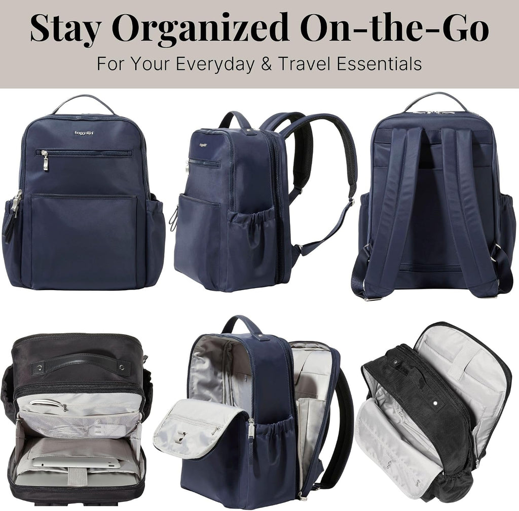 Baggallini Tribeca Expandable Laptop Backpack - 15'x11' Lightweight RFID Computer Bag for Work & Travel with Luggage Sleeve