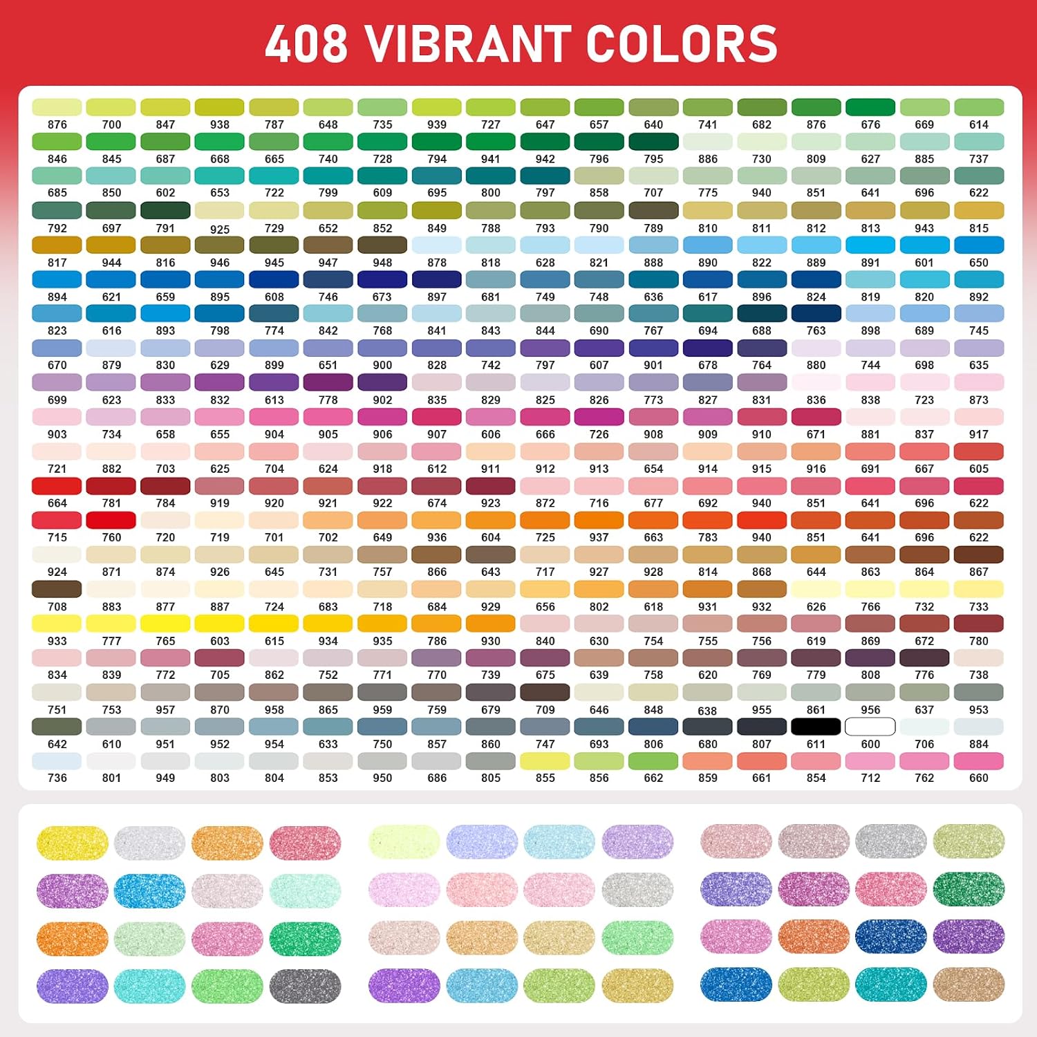 408 Colors Acrylic Paint Markers Set Soft Brush Tip, Includes 360 Colors Acrylic Markers & 48 Colors Metaliic Markers, Odorless, Waterproof, Quick-Dry, for Rock Painting, Canvas, Egg & DIY Crafts