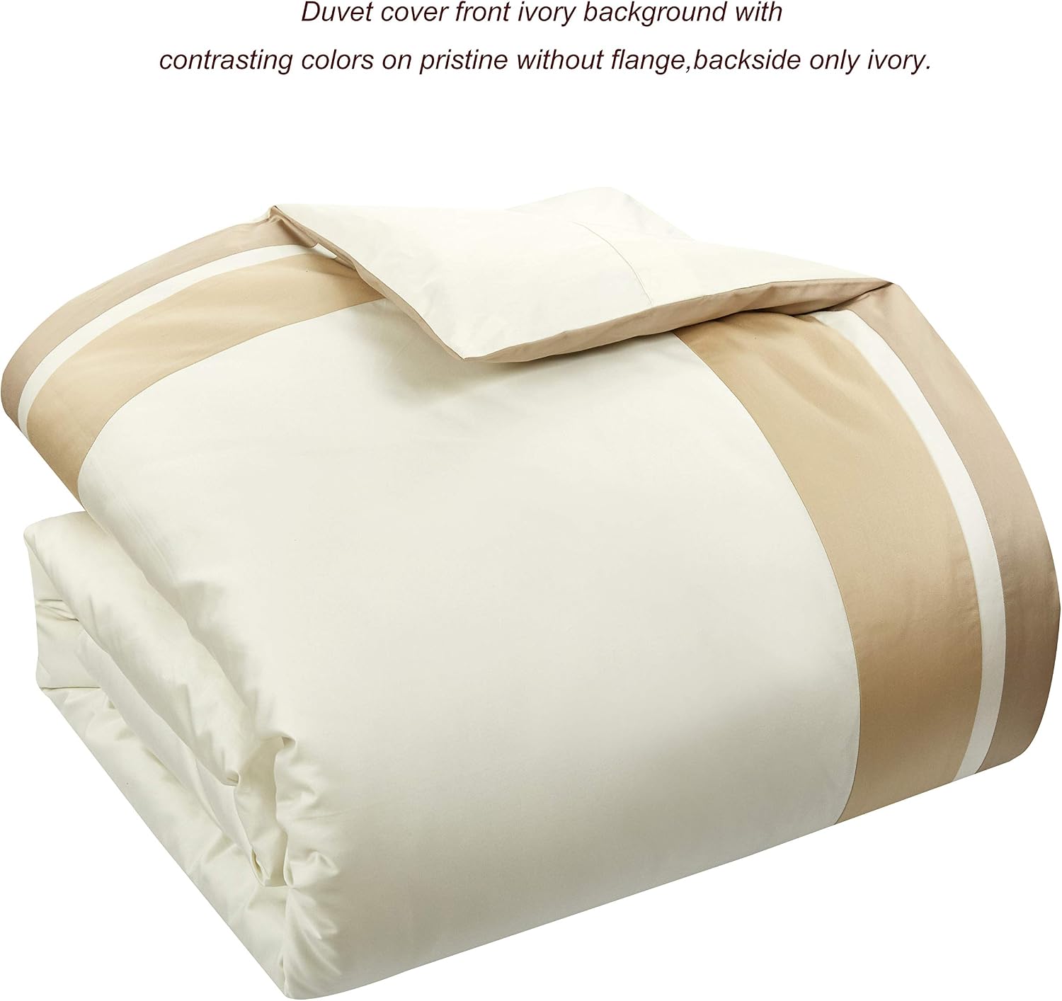 Casabolaj Shading 3 Pieces Do Not Include Filling Duvet Cover Set 100% Egyptian Cotton Sateen Luxury 400 Thread Count-Classic and Contemporary Frame Patchwork Cream/Beige/Champange(Queen)
