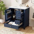 Harper & Bright Designs 30' Bathroom Vanity with Sink, Free Standing Single Basin Vanity Set with One Door and Three Drawers, Solid Wood Bathroom Cabinet with Ceramic Basin for Bathroom, Blue