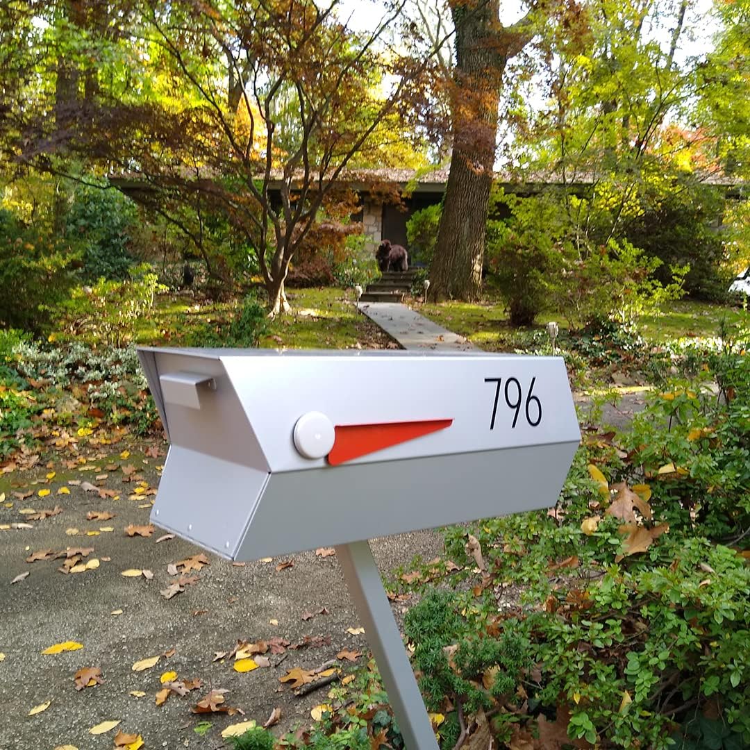 modbox USA Mid-Century Modern Curbside Mailbox | Solid Color (Silver (Annodized Aluminum Effect))