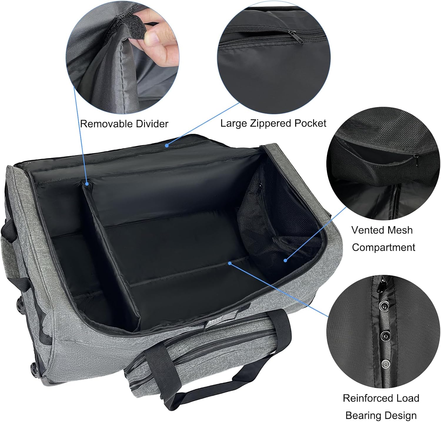 WOLT 120L Rolling Duffle Bag with Wheels, Large Deployment Military Bag, Wheeled Heavy Duty Luggage for Travel, Camping