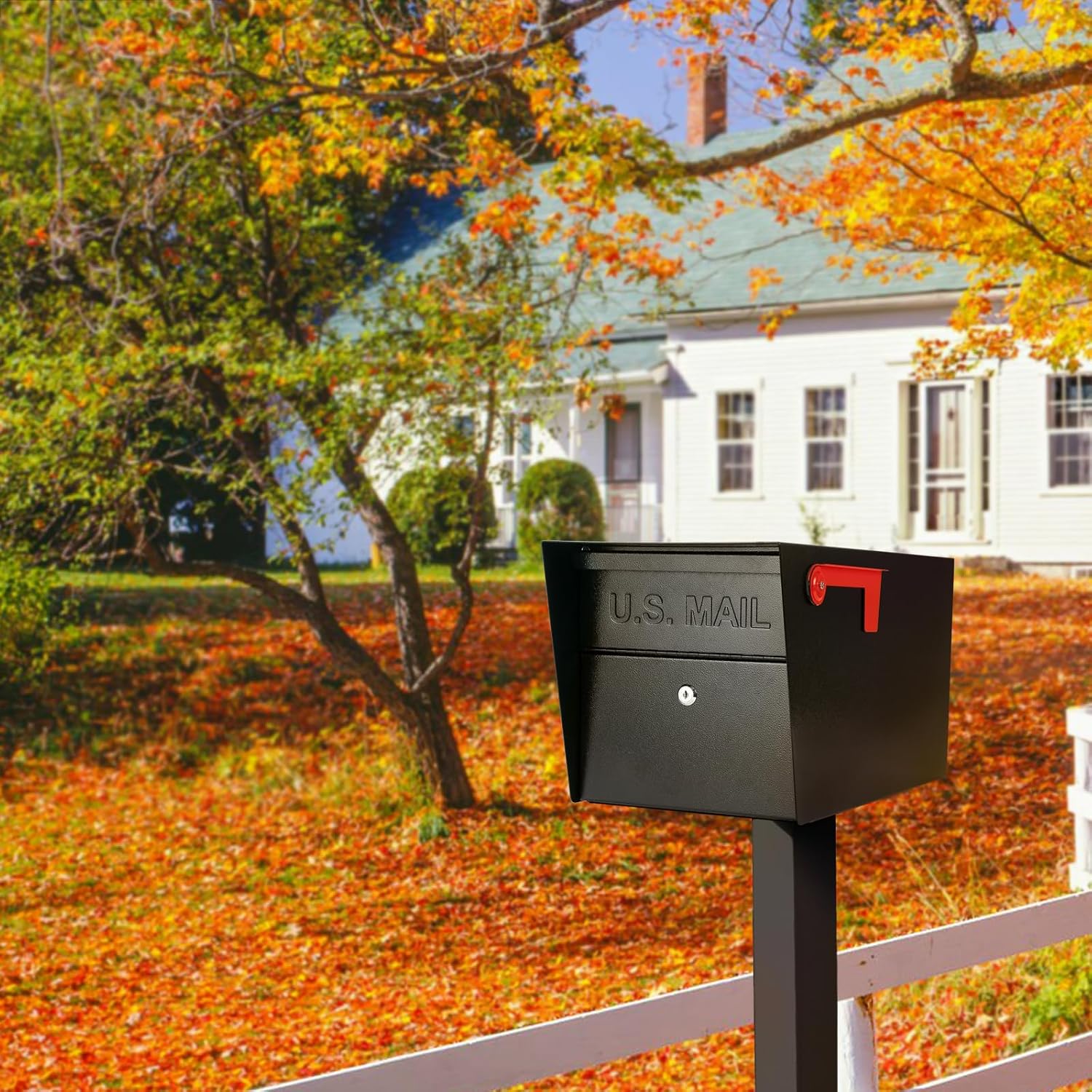 Large Locking Mailbox for Outside, RAINHOL All-Metal Modern Security Mailbox with 2 Keys, 21' x 11.2' x 10.5', Black