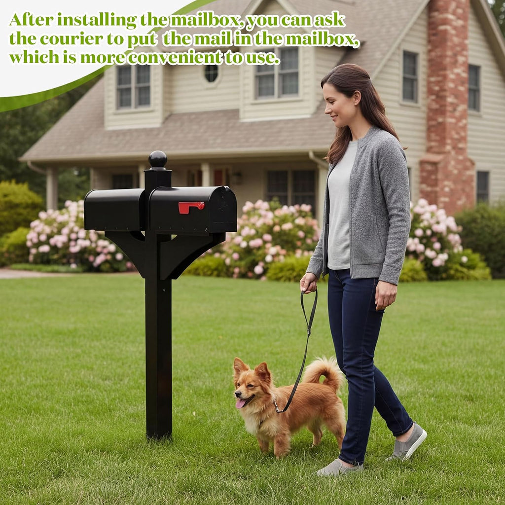 Colingmill Double Mailbox Post, Heavy Duty Iron Mailbox Stand Multifunctional Yard Solution for Duplex Homes Multi Family Homes(Mailboxes Not Included)