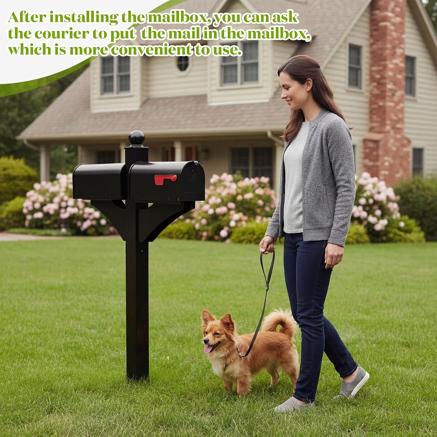 Colingmill Double Mailbox Post, Heavy Duty Iron Mailbox Stand Multifunctional Yard Solution for Duplex Homes Multi Family Homes(Mailboxes Not Included)